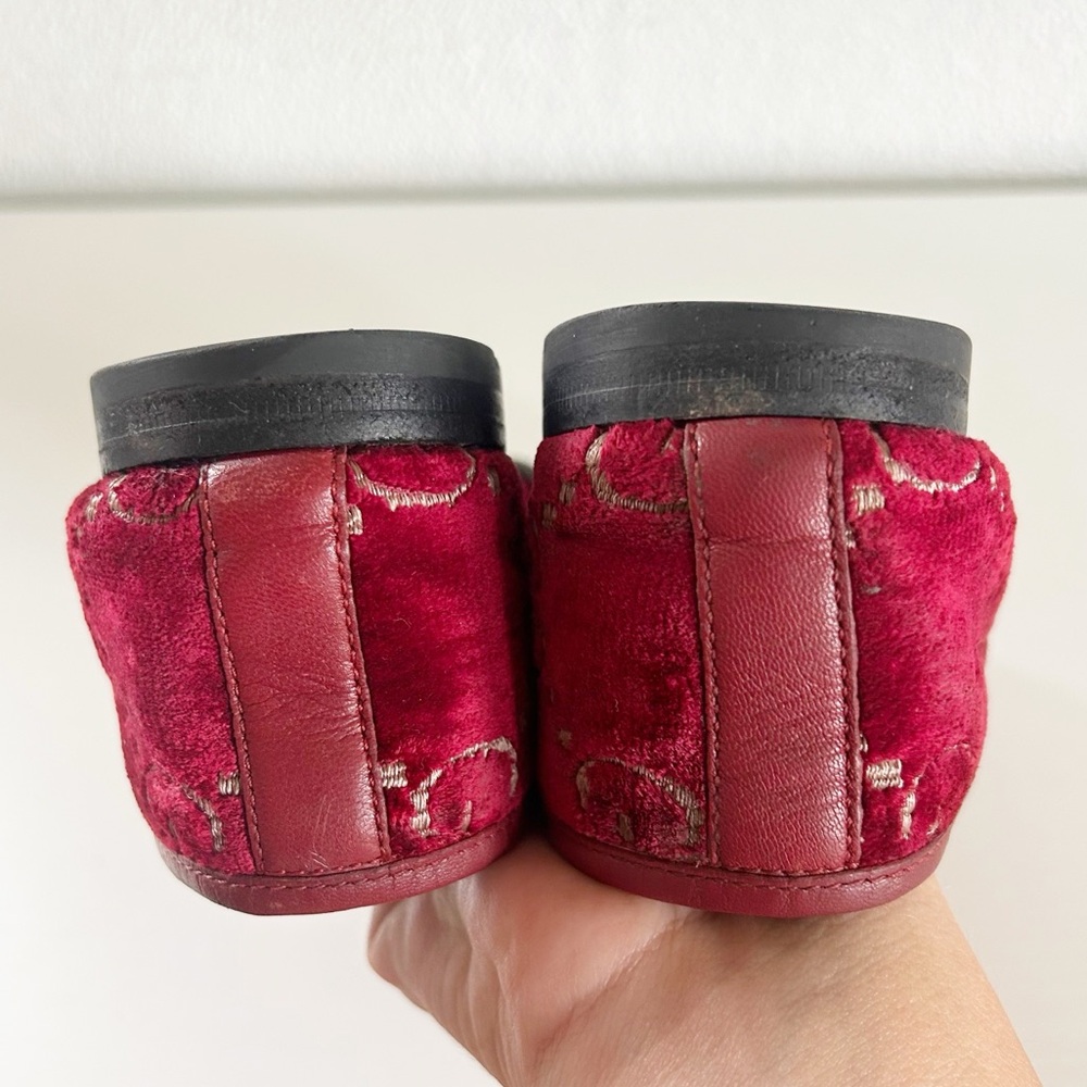 Gucci Jordaan Horsebit Loafers Red GG Velvet EU 36.5 US 6.5 - Picture 16 of 16